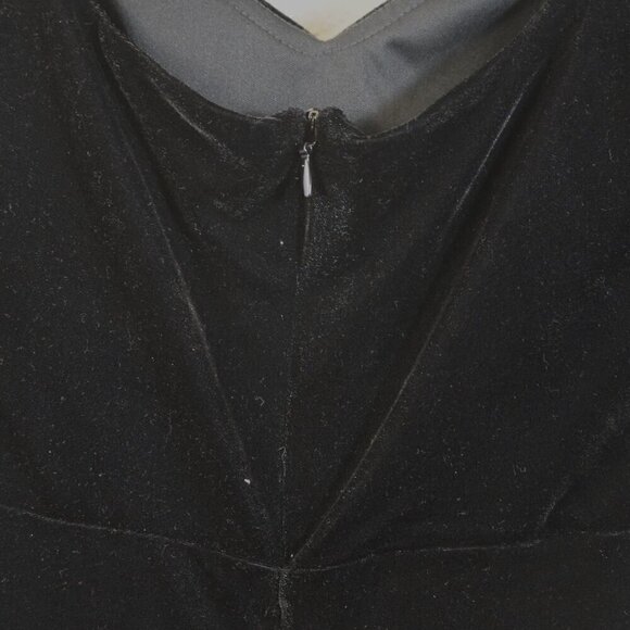 Lavetir Black Crushed Velvet Maxi Dress V Neck Side Slit 6 Strappy Witchy Goth - Picture 10 of 13